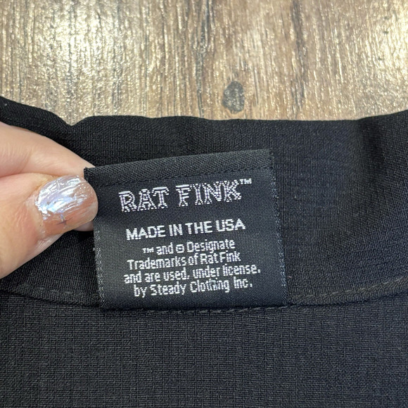 Vintage Y2K Big Daddy Ed Roth Embroidered Rat Fink Button Down XL 54" USA Made - Picture 5 of 14